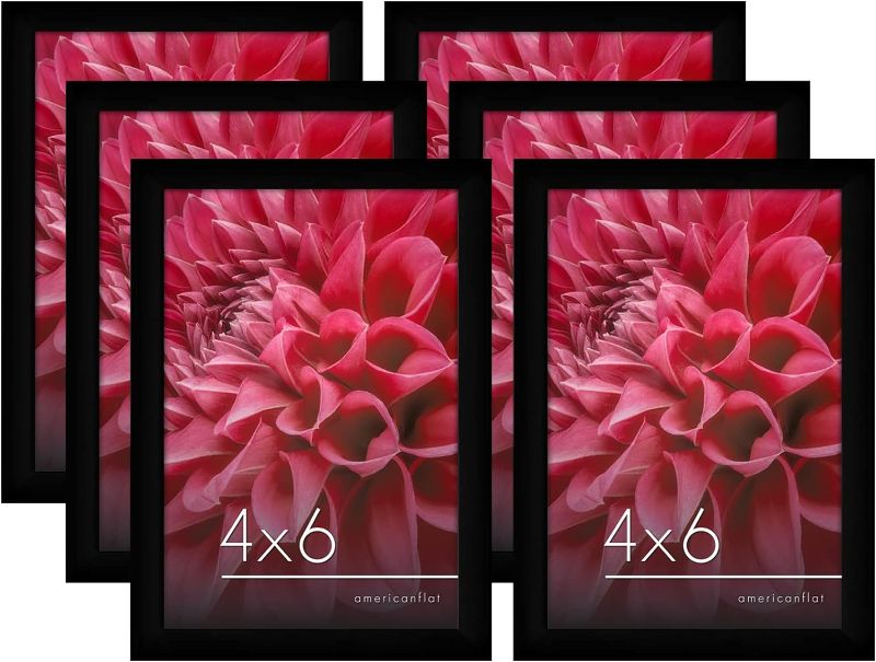 Photo 1 of 
Americanflat 6 Piece 4x6 Picture Frame Set in Black - Gallery Wall Frame Set with Polished Glass - Black Picture Frames with Horizontal and Vertical Formats..