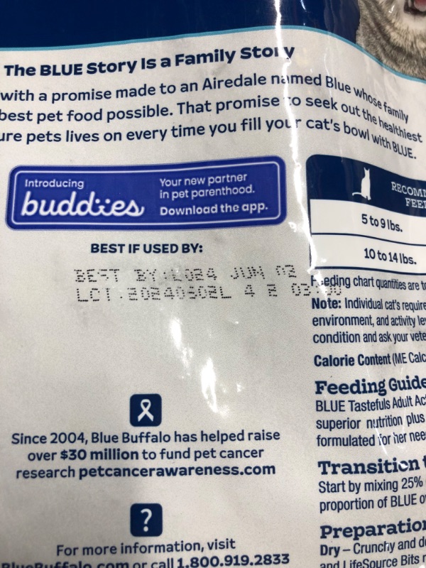 Photo 3 of **BEST BY JUNE 2024 (NON REFUNDABLE)**
Blue Buffalo Tastefuls Natural Dry Food for Active Adult Cats, Chicken and Brown Rice Recipe, 15-lb. Bag Chicken & Brown Rice 15 Pound (Pack of 1)