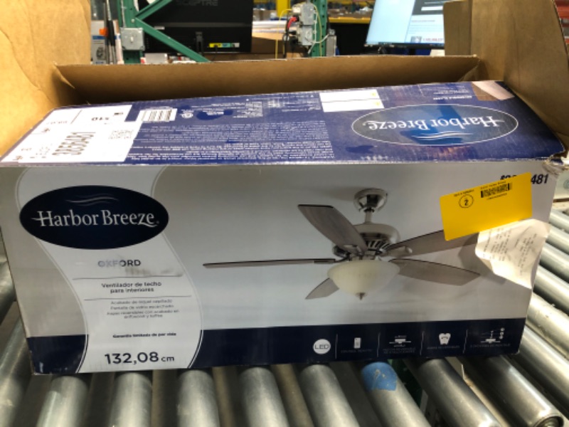 Photo 2 of **NONREFUNDABLE**FOR PARTS OR REPAIR**SEE NOTES**
Harbor Breeze Oxford 52-in Brushed Nickel with Driftwood/Toffee Blades LED Indoor Ceiling Fan with Light and Remote (5-Blade)
Item #3856481 |

Model #42473