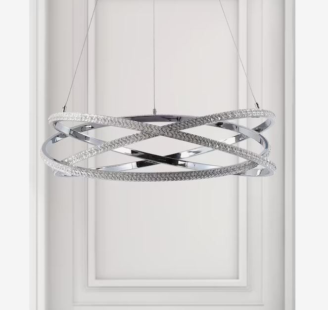 Photo 1 of (READ FULL POST) allen + roth Lucia 1-Light Gloss Steel Glam LED Damp Rated Chandelier