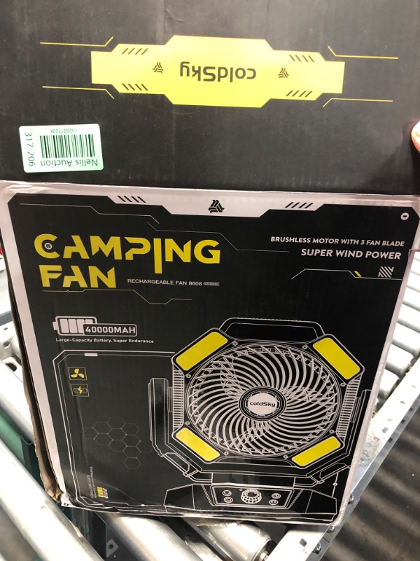 Photo 2 of ***USED - NO POWER CORD - POWERS ON -  BUT SHUTS OFF IMMEDIATELY AFTER - UNABLE TO TROUBLESHOOT***
Camping Fan, Battery Operated Fan with 4 LED Light, 8 Speeds Desk Fan with Remote, Portable Rechargeable Outdoor Fan with Hook for Tent, Power Outages Black