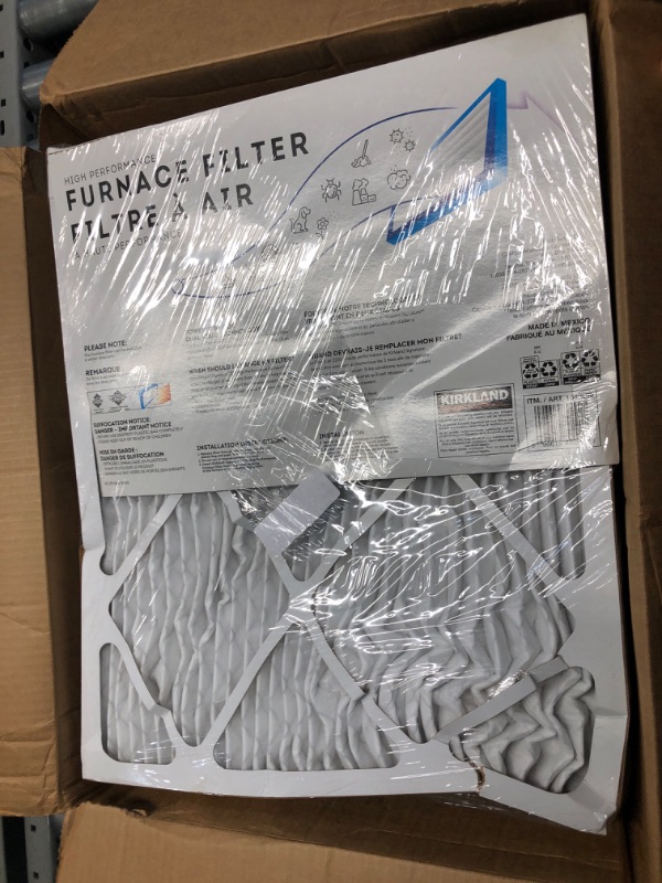 Photo 1 of Kirkland Signature 16X20X1 Air Filter (4-Pack) Electrostatic Pleated Air Conditioner HVAC AC Furnace Filters for Allergies, Pollen, Mold, Bacteria, Smoke, Allergen, MPR 2200,Furnace Filter…