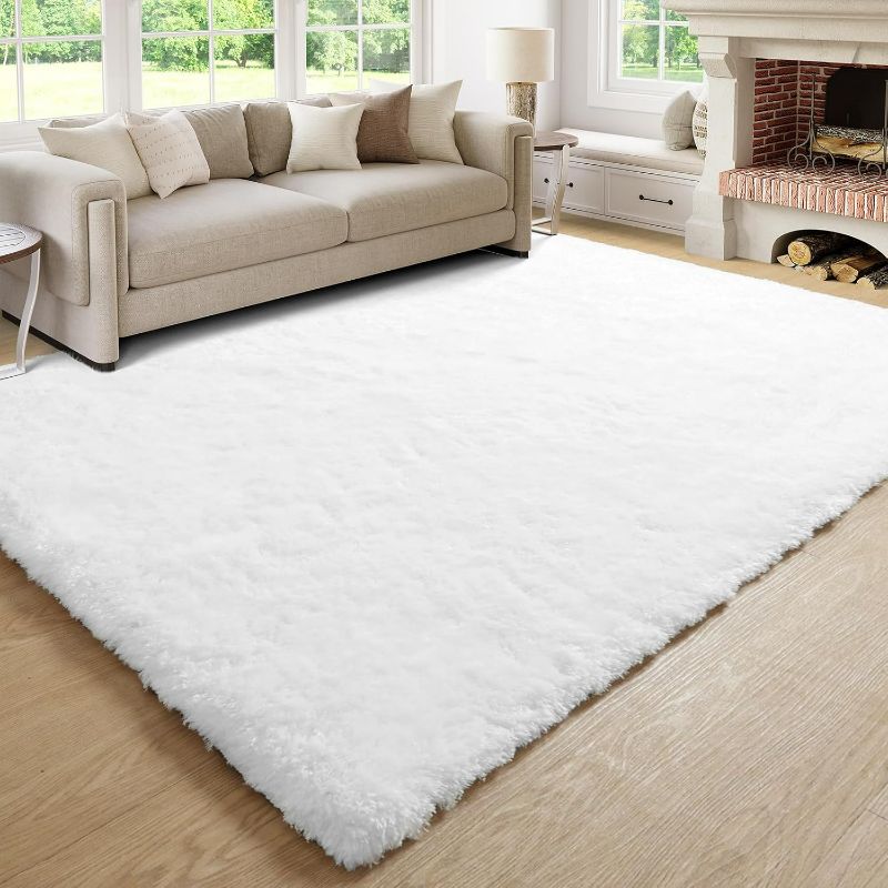 Photo 1 of ***USED - DIRTY - NO PACKAGING***
LIVEBOX Soft Area Rug 8x10 Furry White Rug for Living Room, Soft Indoor Large Rug for Nursery Baby’s Room, Washable Non Slip Playroom Rug Shaggy Faux Fur Rug for Home Décor