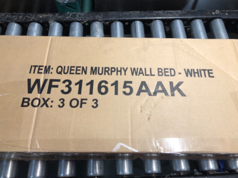 Photo 3 of ***Missing parts***box 3 of 3 only***White Queen Size Murphy Bed Frame, Foldable Cube Cabinet Queen Size Platform Bed, Modern Murphy Bed, Space-Saving Wall Bed for Guest Room or Home Office, No Box Spring Needed, Noise Free