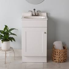 Photo 1 of ***Damaged***Project Source 18-in White Single Sink Bathroom Vanity with White Cultured Marble Top
