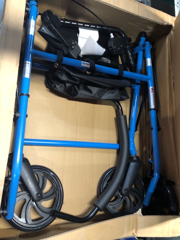 Photo 2 of ***USED - LIKELY MISSING PARTS - UNABLE TO VERIFY FUNCTIONALITY***
Medline Standard Steel Folding Rollator Walker with 8" Wheels, Light Blue