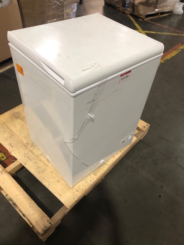 Photo 2 of ***ITEM TESTED FOR POWER, UNABLE TO TEST FURTHER**SCRATCHES ON TOP***Vissani 4.9 cu. ft. Manual Defrost Chest Freezer with LED Light Type in White Garage Ready