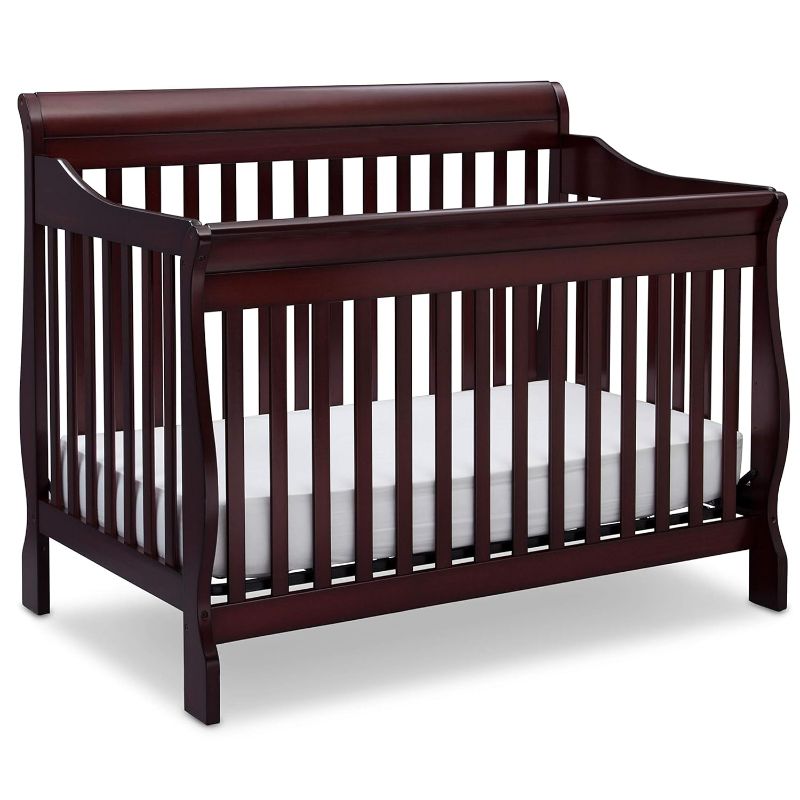 Photo 1 of ***USED - NO MATTRESS - OTHER PARTS LIKELY MISSING AS WELL***
Delta Children Canton 4-in-1 Convertible Crib, Espresso Cherry + Serta Perfect Slumber Dual Sided Recycled Fiber Core Crib