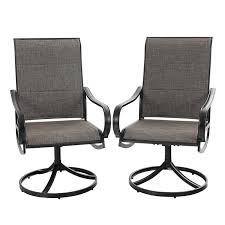 Photo 1 of  2 High-Back Swivel Outdoor Dining Chairs with Padded Textilene Seat, Black 