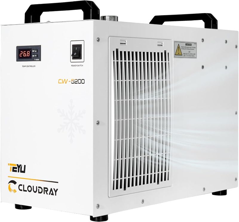 Photo 1 of **DENTED ON SIDE. SEE PHOTO***Cloudray Industrial Water Chiller CW-5200DH 6L 0.81HP 3.43gpm Water Cooling System for 60W 70W 80W 90W 100W 120W 130W 150W,CO2 Laser Engraving & Cutting Machines,Cools 5596 Btu/h(Upgraded 5200DG)
