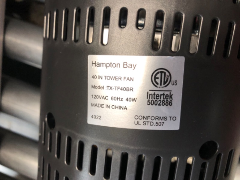 Photo 5 of ***FACTORY SEALED***Hampton Bay 40 in. 3 Speed Remote Control Oscillating Tower Fan in Black