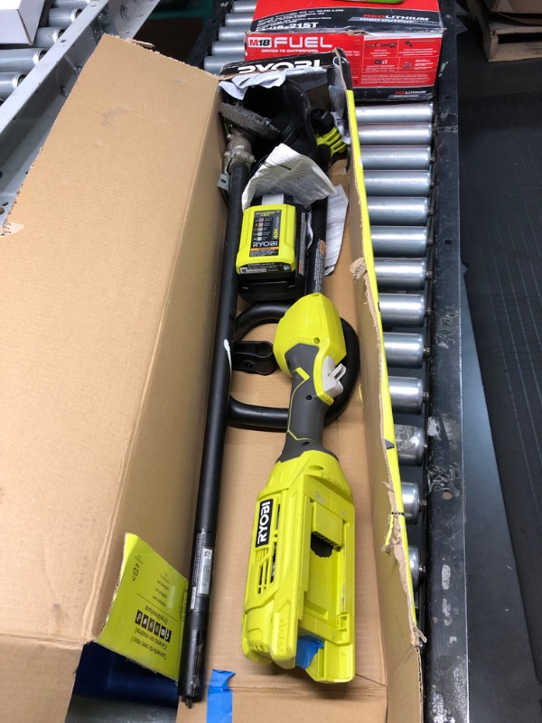 Photo 2 of ***USED MISSING BATTERY***RYOBI 40-Volt Lithium-Ion Cordless Attachment Capable String Trimmer with 4.0 Ah Battery and Charger Included (Open Box)