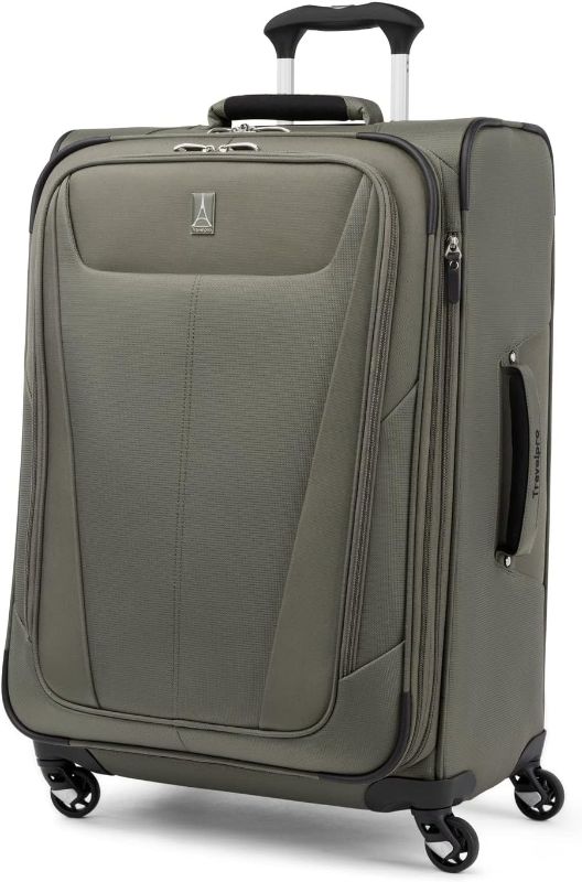 Photo 1 of **PULL UP HANDLE BROKEN**
Travelpro Maxlite 5 Softside Expandable Checked Luggage with 4 Spinner Wheels, Lightweight Suitcase, Men and Women, Slate Green, Checked Medium 25-Inch