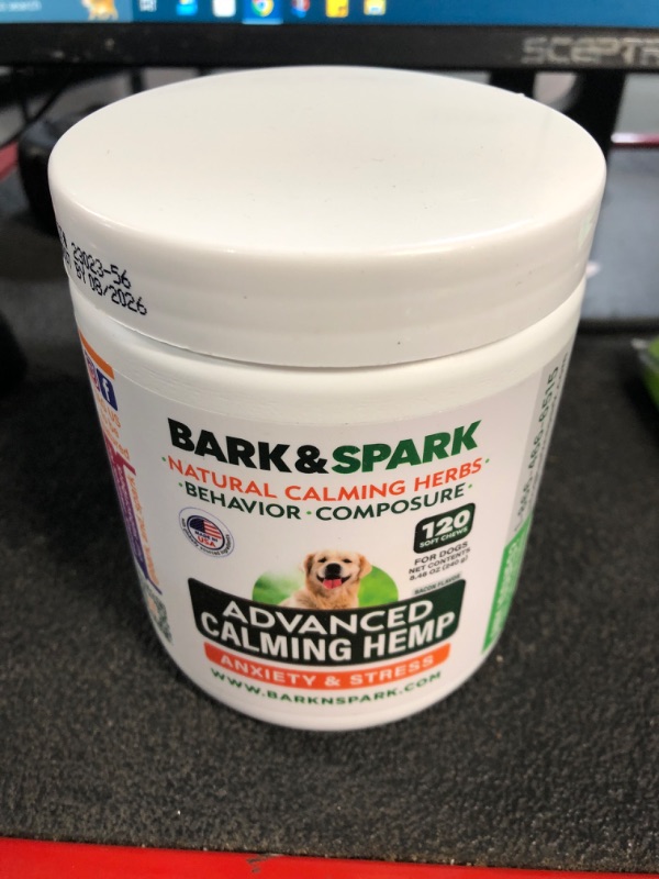 Photo 2 of ***(EXP: 08/26)NONREFUNDABLE***Bark&Spark Advanced Calming Hemp Treats for Dogs - Hemp Oil + Melatonin - Anxiety Relief - Separation Aid - Stress Relief During Fireworks, Storms, Thunder - Aggressive Behavior, Barking - 120 Chews 120 Calming Treats MAX ST