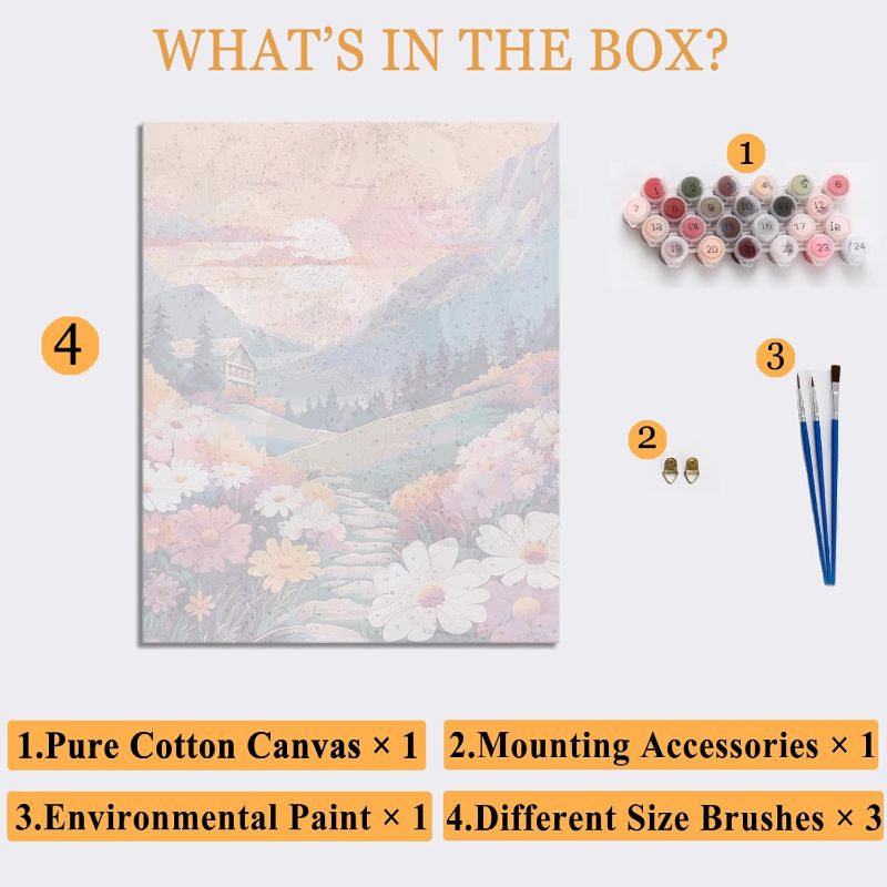 Photo 3 of (Bundle) HONGYA Paint by Numbers Kits for Adults,Painting by Number on Canvas 16x20'' DIY Landscape for Living Room, Bedroom, Office Decorations without Frame Roll up Canvas(LD-9)