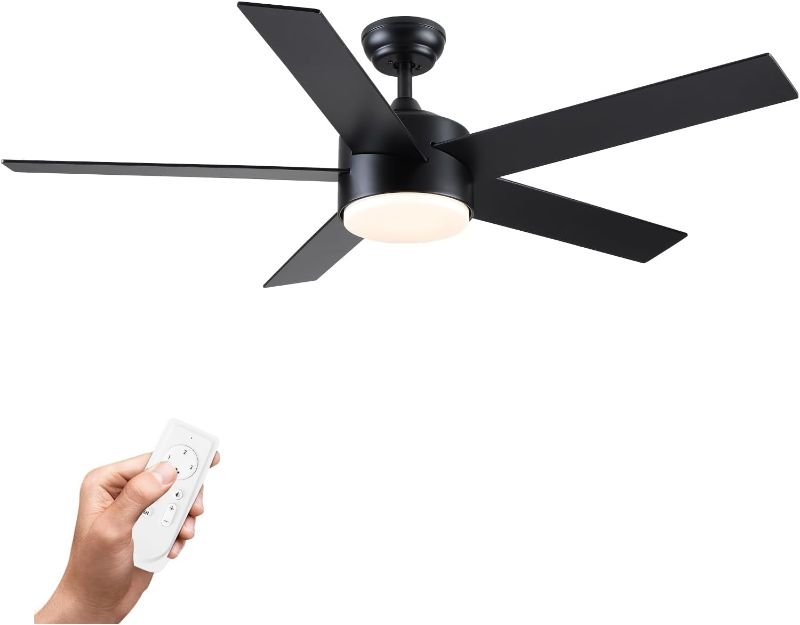 Photo 1 of ***PARTS ONLY******NON REFUNDABLE***
52 inch Black Ceiling Fans with Lights and Remote Control, LED Ceiling Fan Dimmable 3-Color 6-Speed, Wooden Quiet Reversible Modern Ceiling Fan for Bedroom, Living Room, Dining Room
