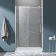 Photo 1 of ***FACTORY SEALED***allen + roth Ellum Satin Nickel 46-1/2-in to 48-in W x 78.75-in H Frameless Sliding Soft Close Shower Door
