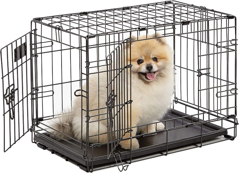 Photo 1 of ***USED - LIKELY MISSING PARTS - UNABLE TO VERIFY FUNCTIONALITY***
MidWest Homes for Pets Newly Enhanced Double Door iCrate Dog Crate, Includes Leak-Proof Pan, Floor Protecting Feet, Divider Panel & New Patented Features Black 18.6"L x 12.0"W x 14.0"H