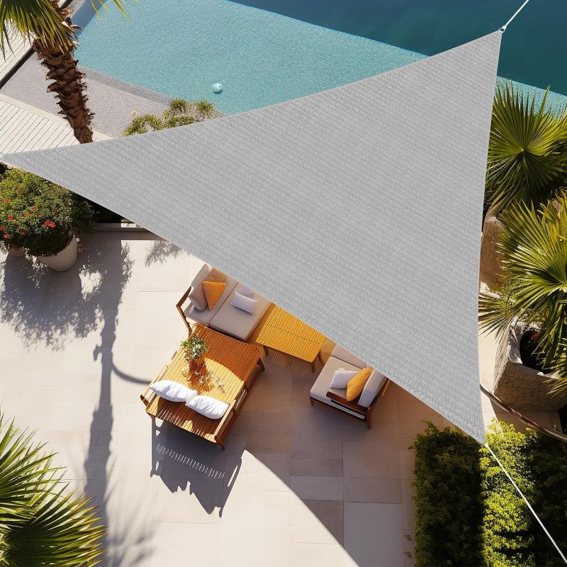 Photo 1 of (READ FULL POST) Shade&Beyond Triangle Sun Shade Sail 8'X8'X8' Permeable Canopy Light Grey for Patio Garden Yard Deck Pergola