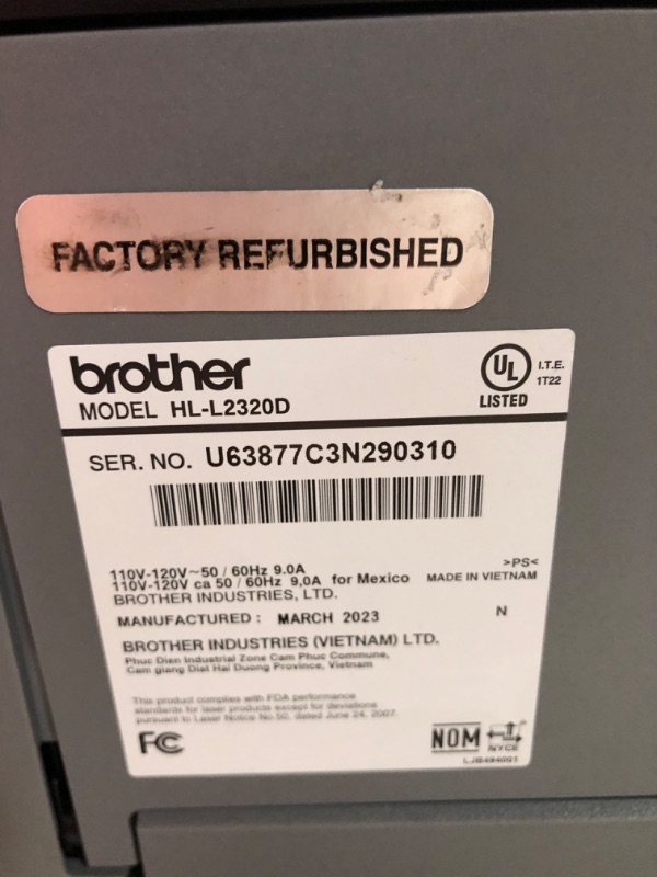 Photo 7 of ***USED - POWERS ON - UNABLE TO TEST FURTHER***
Brother 1074269 HL-L2320D-US Black & White Laser Single-Function Printer