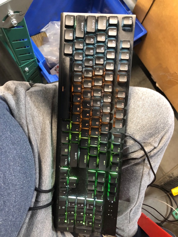 Photo 7 of **READ NOTES MINOR DAMAGE, MISSING PART**
Corsair K60 RGB Pro SE Mechanical Gaming Keyboard - CHERRY Mechanical Keyswitches - Durable AluminumFrame - Customizable Per-Key RGB Backlighting - PBT Double-Shot Keycaps - Detachable Palm Rest,Black K60 RGB Pro 