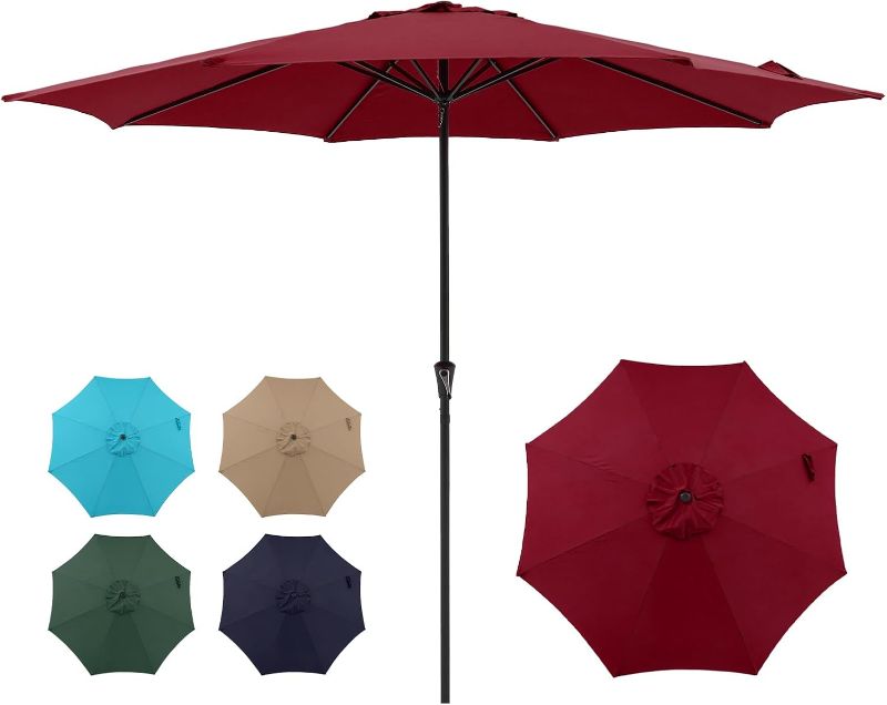 Photo 1 of ***PARTS ONLY***COBANA 11' Patio Umbrella, Outdoor Table Market Large Umbrella with 8 Steel Ribs and Crank, Dark Red
