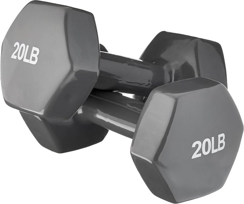 Photo 1 of **MINOR DAMAGE**
Amazon Basics Vinyl Coated Hexagon Workout Dumbbell Hand Weight - Set of 2
