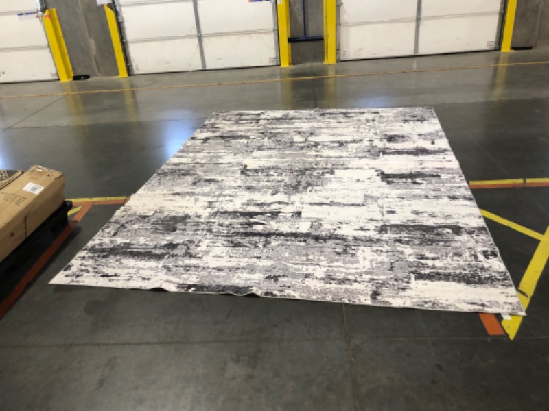 Photo 3 of ***USED - DIRTY - STAINED - SEE PICTURES - NO PACKAGING***
Area Rug Living Room Rugs 9x12: Modern Neutral Abstract Aesthetic Rug for Bedroom Dining Room Table - Large Soft Stain Resistant Machine Washable Rug, Indoor Home Office Carpet - Black Grey Black 