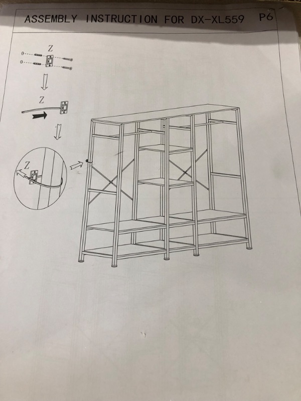 Photo 2 of IRONCK Garment Racks with Shelves 4 Drawers and 8 Hooks Heavy Duty Closet Organizer for Hanging Clothes, Freestanding Closet Wardrobe Rack, Vintage Brown  ***STOCK PHOTO REFERENCE ONLY***