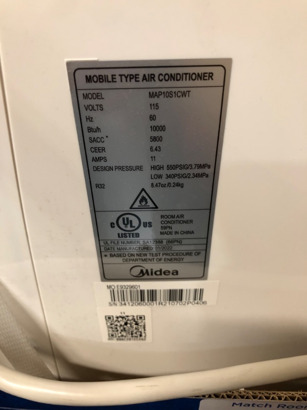 Photo 4 of (READ FULL POST) Midea 3-in-1 Portable Air Conditioner, Dehumidifier, Fan, for Rooms Up to 200 Sq ft Enabled, 10,000 BTU Doe (5,800 BTU SACC) Control with R MAP10S1CWT