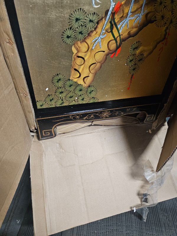 Photo 6 of ****MAJOR DAMAGE**READ NOTES**
Red Lantern Gold Lacquer Sideboard-Cranes Cabinet