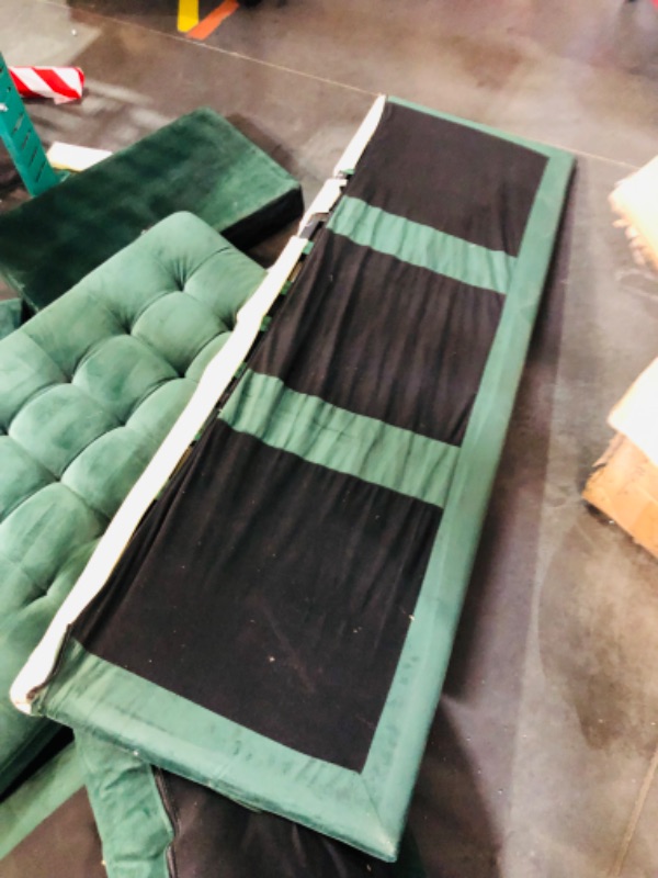 Photo 4 of ***NONREFUNDABLE - THIS SALE FINAL -  PARTS ONLY - SEE COMMENTS***
CosmoLiving by Cosmopolitan Strummer Modern Reversible Sectional Couch Upholstered in Green Velvet Fabric with Floating Ottoman
