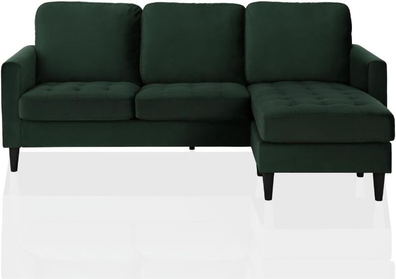 Photo 1 of ***NONREFUNDABLE - THIS SALE FINAL -  PARTS ONLY - SEE COMMENTS***
CosmoLiving by Cosmopolitan Strummer Modern Reversible Sectional Couch Upholstered in Green Velvet Fabric with Floating Ottoman
