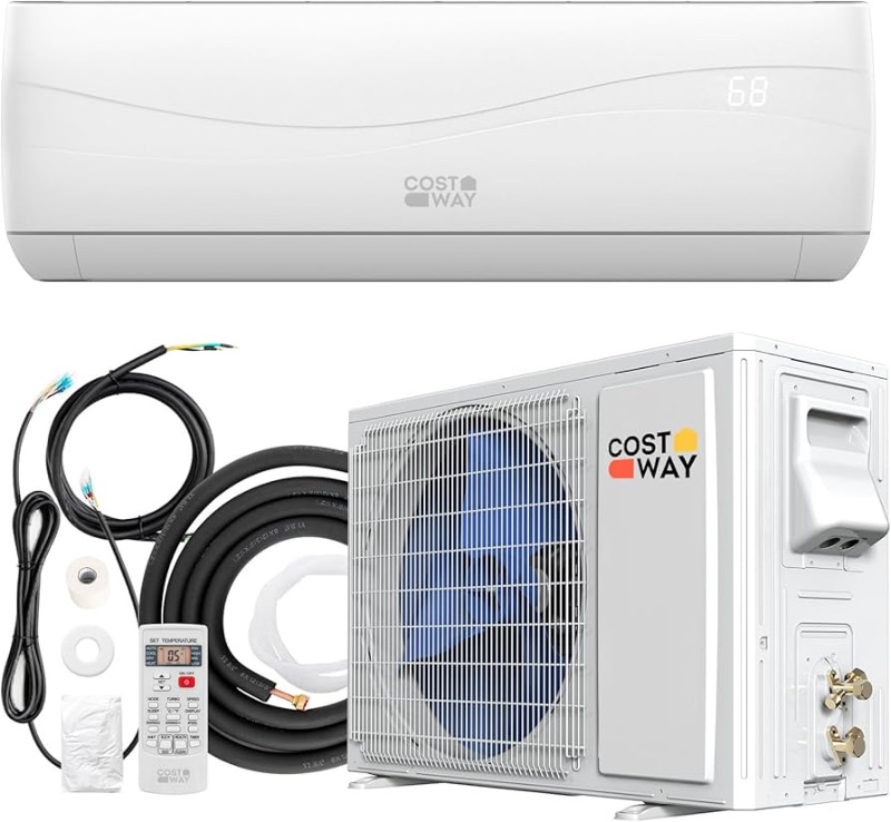 Photo 1 of **PARTIAL SET**COSTWAY 12000BTU Mini Split Air Conditioner& Heater, 20 SEER2 115V Wall-Mounted Ductless AC Unit Cools Rooms up to 750 Sq. Ft, Energy Efficient Inverter AC with Heat Pump (Blast Series)