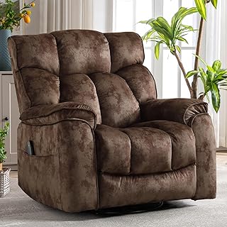 Photo 1 of **NONREFUNDABLE**FOR PARTS OR REPAIR**SEE NOTES**
INZOY Oversized Rocker Recliner with Heat and Vibration, Manual Swivel Rocking Recliner Chair with Vibrating Massage, Comfy Padded Overstuffed Soft Fabric Heated Recliner, Brown
