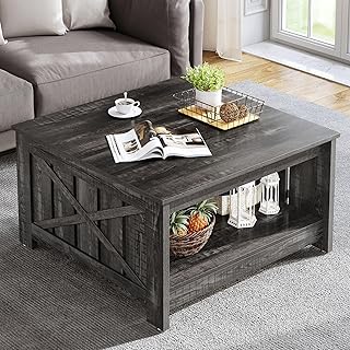 Photo 1 of ***STOCK PHOTO FOR REFERENCE ONLY - ACTUAL ITEM MAY DIFFER - SEE COMMENTS***
YITAHOME Coffee Table Farmhouse Coffee Table with Storage Rustic Wood Cocktail Table,Square Coffee Table for Living Meeting Room with Half Open Storage Compartment,Dark Rustic Oa