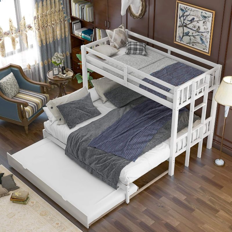 Photo 1 of **PARTS ONLY NON REFUNDABLE** BOX 2 OF 2 ONLY **
Flieks Twin Over Twin/King Bunk Beds with Trundle, Twin Over Pull-Out bunk Bed Accommodate 4 People for Kids, Adult, 
