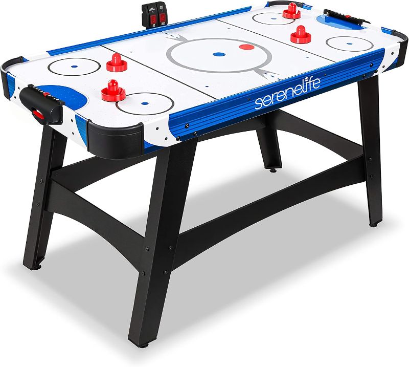 Photo 1 of ***USED - UNTESTED - DAMAGED - SEE COMMENTS***
SereneLife 58" Air Hockey Game Table with 2X Stronger Motor, Digital LED Scoreboard, Puck Dispenser & Complete Accessories