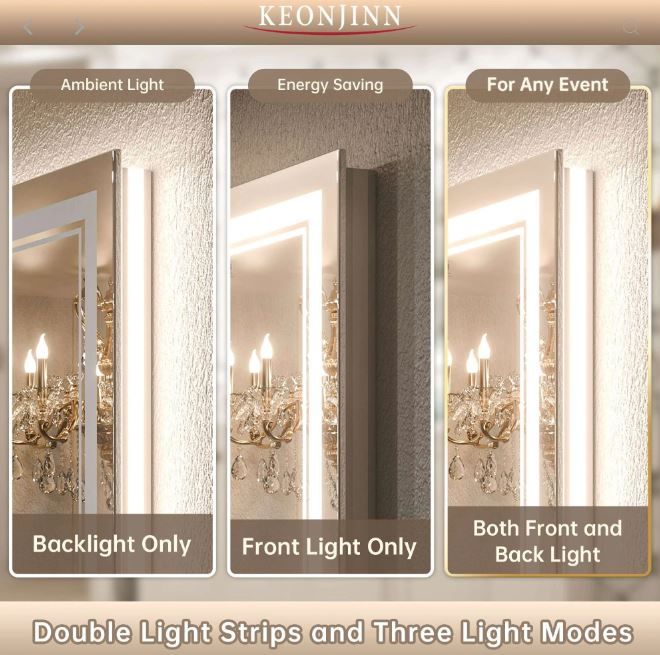 Photo 2 of (READ FULL POST) 3-Color Frontlit and Backlit Double Lights LED Bathroom Mirror 30 × 72"