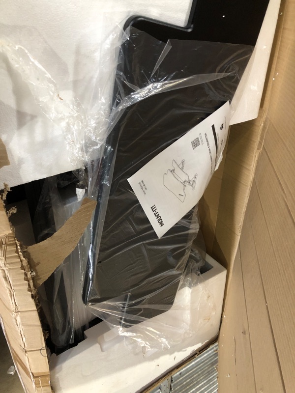 Photo 1 of **MAJOR DAMAGE ** READ NOTES**
Mount-It! Height Adjustable Standing Desk Converter, Extra Large 48” Wide Tabletop for Dual Monitors, Stand Up Desk Riser to 19.5" Tall,  Black