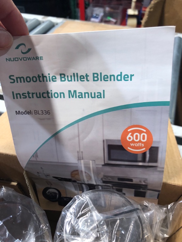 Photo 7 of **BLENDER NOT INCLUDED**
Nuovoware Portable Blender for Shakes and Smoothies, 12 PCS Personal Size Blenders with 6-Edge Blade, 600W Smoothie 2*20oz Bottle, 3 Speeds Juice, Protein Drinks, Silver Gray