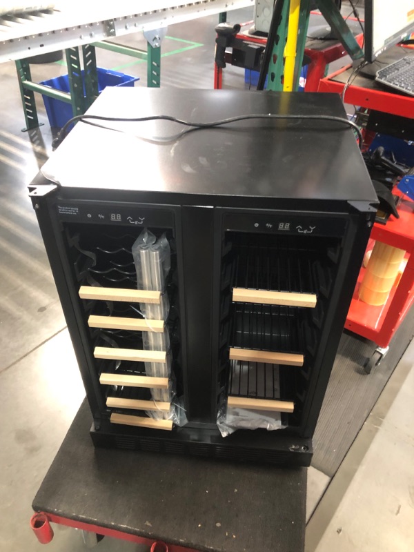 Photo 8 of ***USED - MAJOR DAMAGE - SEE COMMENTS***
BODEGA 24 in. Dual Zone 17-Wine Bottles and 77-Cans Built-In and Freestanding Beverage & Wine Cooler in Black
