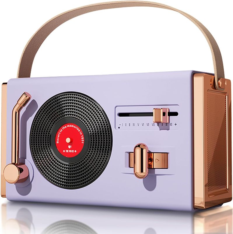 Photo 1 of [2023 New] Small Portable Retro Bluetooth Speaker, Cute Vintage Wireless Speaker for Home/Outdoor, 8-10hrs,Vinyl Record Player Style for Desk Bedroom Office Decor Party Gift Idea Purple