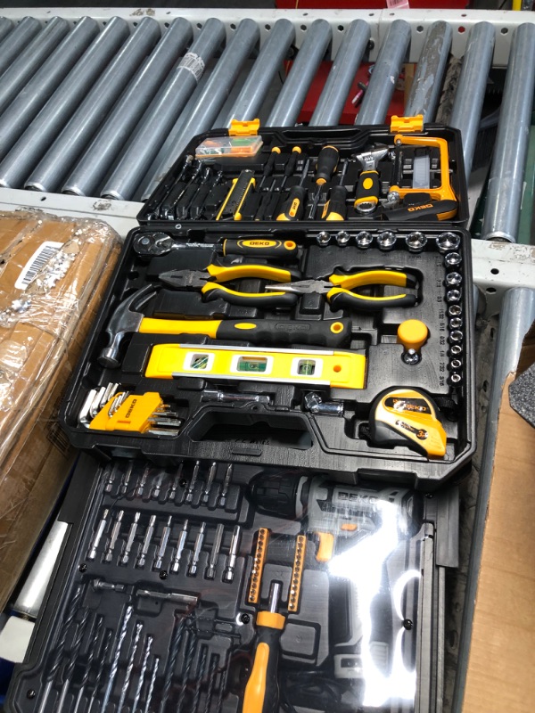 Photo 1 of Tool Kit Box Drill Set?DEKOPRO Home Mechanic Toolbox with 12V Power Cordless Drill Hand Repair Tools Sets Combo Kits Storage Organizer Drawer Case for Men