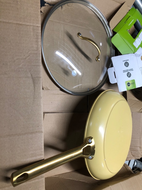 Photo 3 of [READ NOTES]
GreenPan Reserve Hard Anodized Healthy Ceramic Nonstick 12" Frying Pan Skillet with Helper Handle and Lid, Gold Handle, PFAS-Free, Dishwasher Safe, Oven Safe, Sunrise Yellow