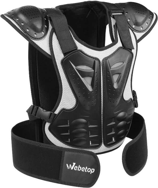 Photo 1 of **CARRYING CASE HAS A COUPLE SMALL SLITS FROM OPENING BOX**
Webetop Kids Dirt Bike Body Chest Spine Protector Armor Vest Protective Gear for height 57"-63" Black / Silver