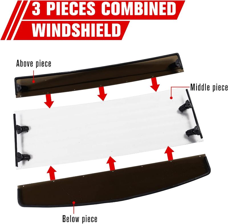 Photo 1 of HAKA TOUGH Front Tinted Full Windshield for Polaris Ranger XP 1000 / XP 1000 Crew / Ranger 900 XP 2017-2023, Hard Coated PC Combination 3-in-1 Windshield Accessories Front full windshield