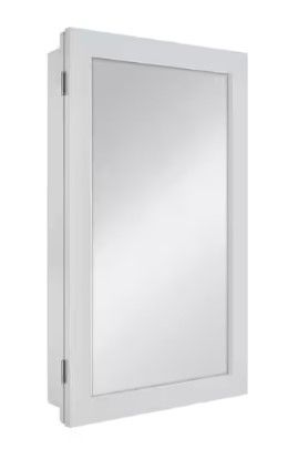 Photo 1 of 15-1/4 in. W x 26 in. H Framed Recessed or Surface-Mount Bathroom Medicine Cabinet with Mirror in GRAY
