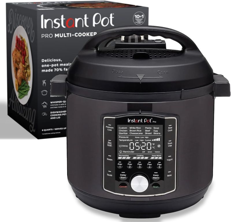 Photo 1 of ***PARTS ONLY******NON REFUNDABLE***
Instant Pot Pro 10-in-1 Pressure Cooker, Slow Cooker, Rice/Grain Cooker, Steamer, Sauté, Sous Vide, Yogurt Maker, Sterilizer, and Warmer, Includes App With Over 800 Recipes, Black, 6 Quart
