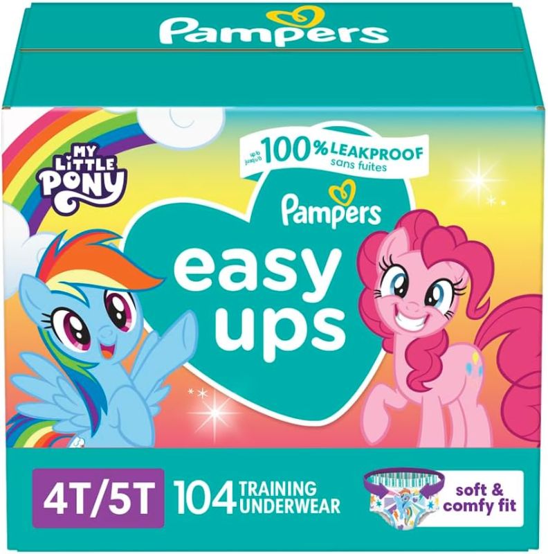 Photo 1 of 
Pampers Easy Ups Girls & Boys Potty Training Pants - Size 4T-5T, One Month Supply (104 Count), My Little Pony Training Underwear (Packaging May Vary)